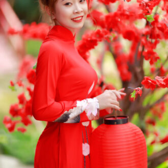 ao dai in hoa sen