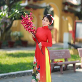 ao dai in hoa sen